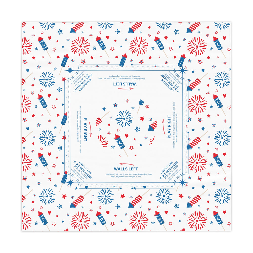 Red White Blue Mahjong Tablecloth, Game Night Hostess Gift 55x55, Patriotic Cover, USA Theme,  Mahj Decor, 4th of July, with instrucitons