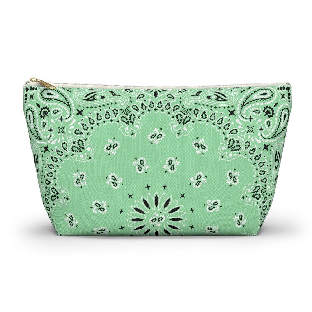 Mint Green Bandana Jewelry Pouch, Costal Cowgirl, Travel Organizer, Gift for Her, Cosmetic Makeup Accessory Case, Rodeo Western Classic