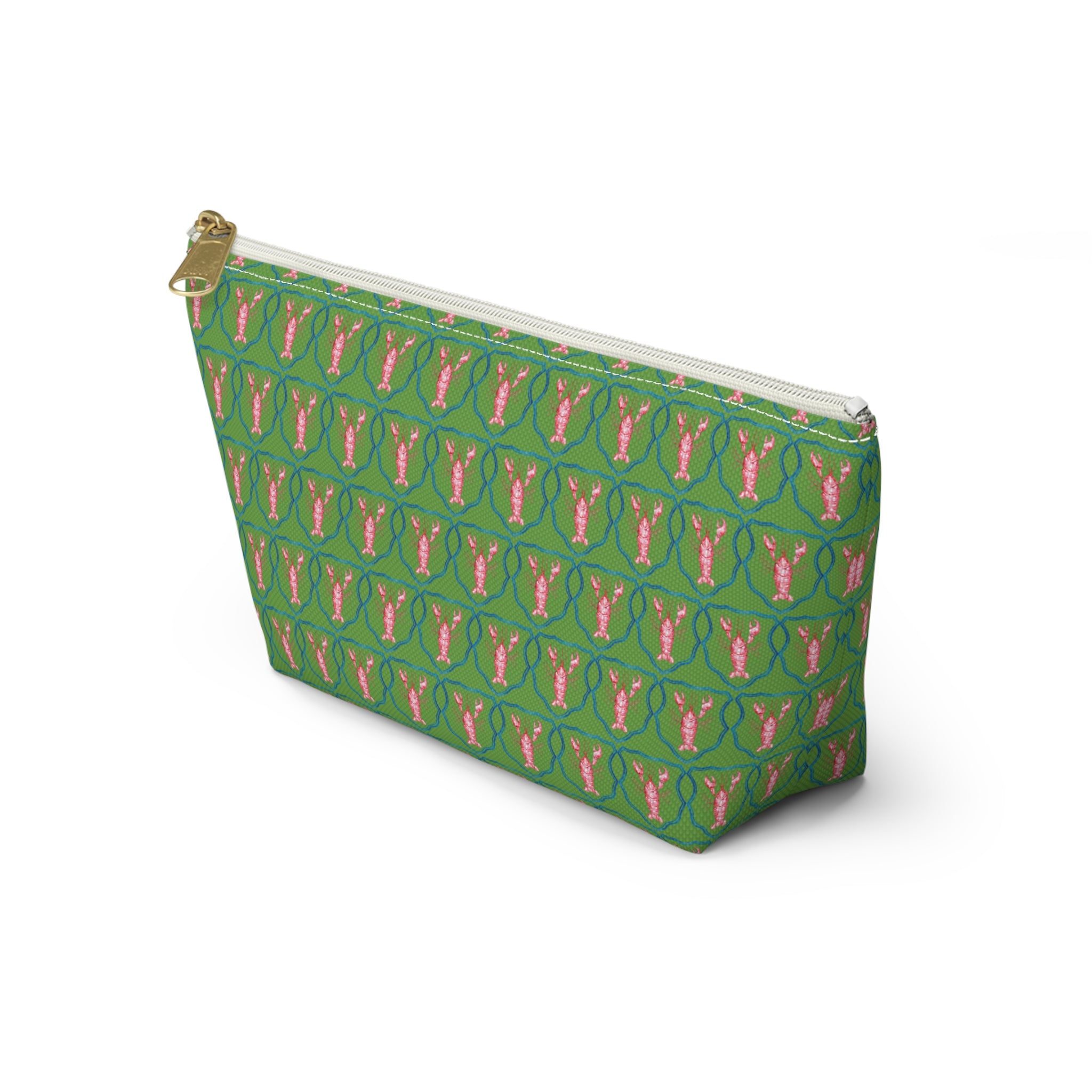 Preppy Lobster Jewelry Pouch, Green Coastal Makeup Case, Gift for Her, Pink Lobster Seaside Pencil Bag, Bachelorette Trip