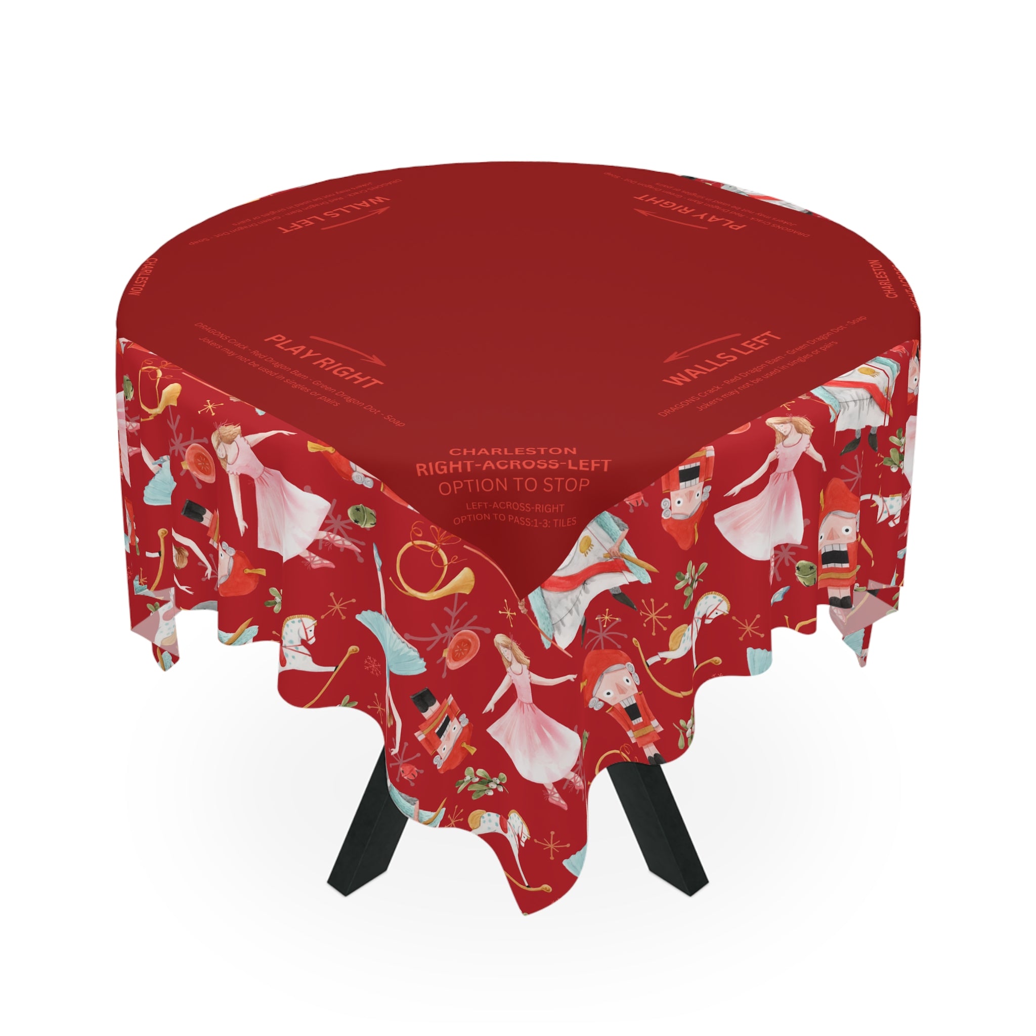 Christmas MAHJONG NutcrackerTablecloth, Mahjong Instructions, Size 55 x 55, Mahjong with Rules, great for beginners learning how to play