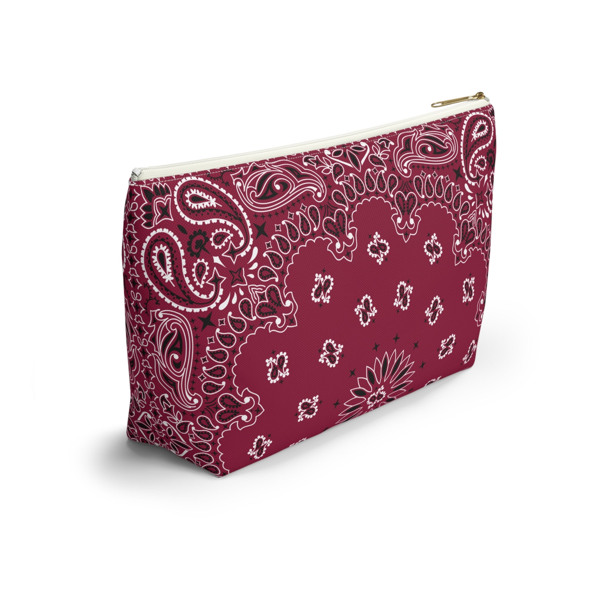 Deep Red Bandana Jewelry Pouch, Classic Americana, Pencil Bag, Travel Organizer, Gift for Her, Cute Cosmetic or Make up Bag