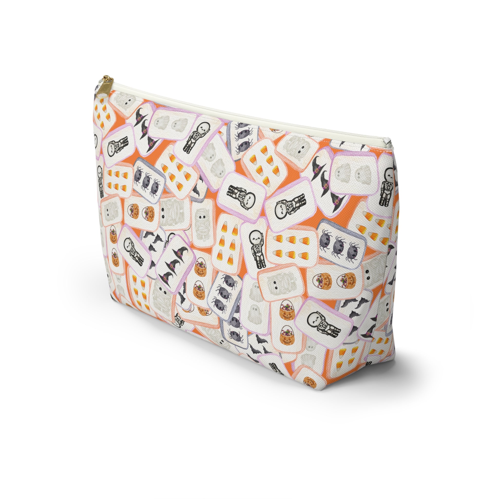 Halloween MAHJONG Tiles Pouch, Hostess Gift, Large and Small Sizes, Game Night Prize, Bat, Witch, Skeleton, Mummy, Pumpkin, Candy Corn, Bat