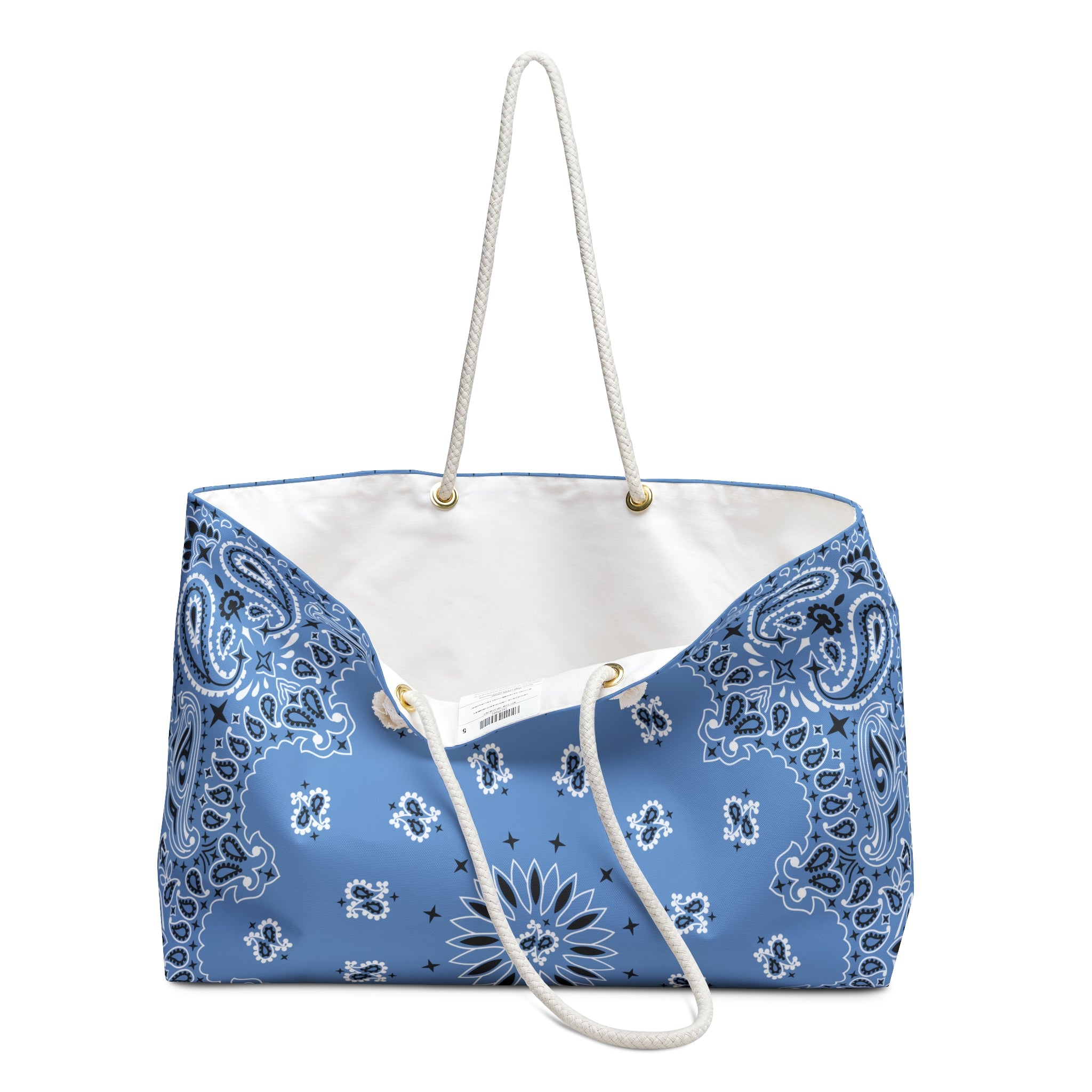 French Blue Bandana Weekender Bag, Tote, Preppy Beach Duffel, Purse, Travel Overnight Carry-On, Handbag, Costal Cowgirl, Western Style