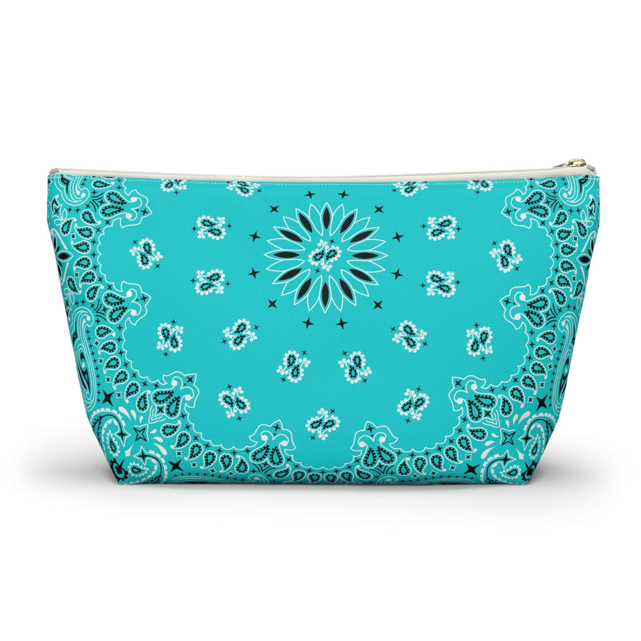 Teal Blue Bandana Jewelry Pouch - Travel Organizer, Pencil Bag, Gift for Her, Cosmetic Makeup Bag, Cute Accessory Case
