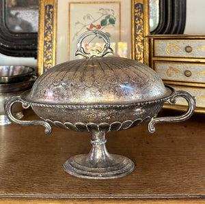 Silverplate Oval Pedestal Dish with Lid