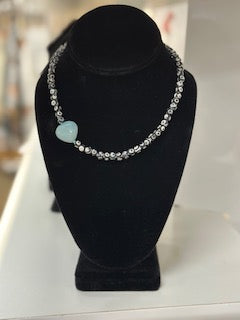 Amazonite Heart & Tibetan Agate