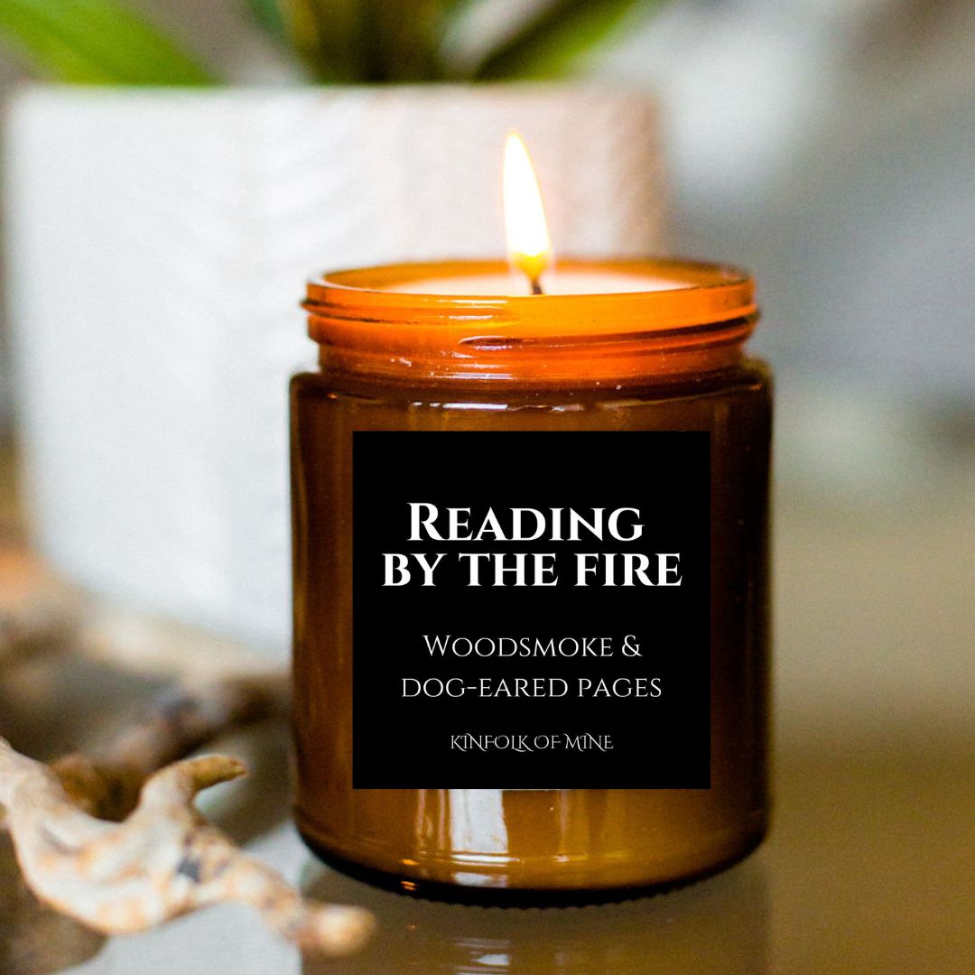 READING BY THE FIRE Book Lovers Candle
